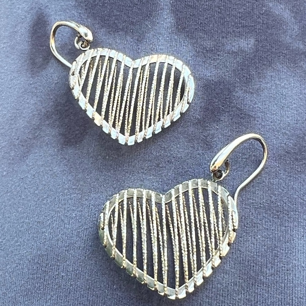 Sterling silver open puff heart earrings